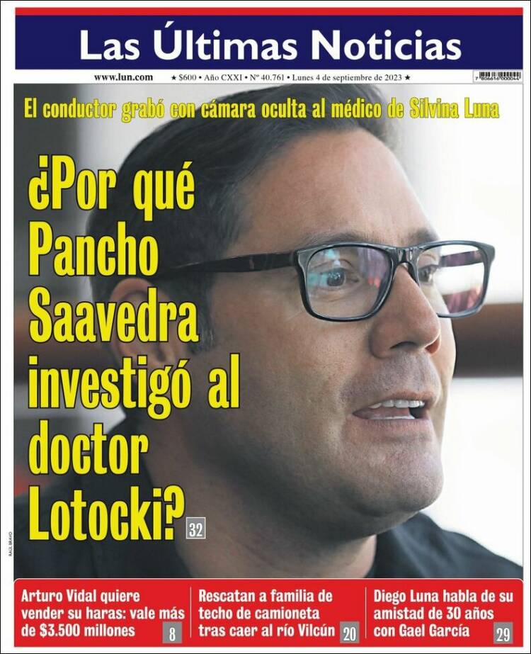 Portada de Las Últimas Noticias (Chile)