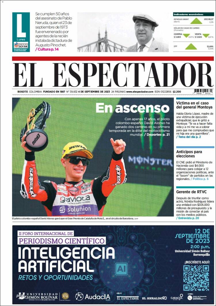 Portada de El Espectador (Colombia)