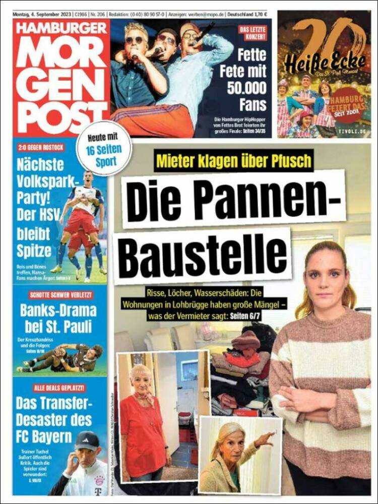 Portada de Hamburger Morgenpost  (Alemania)