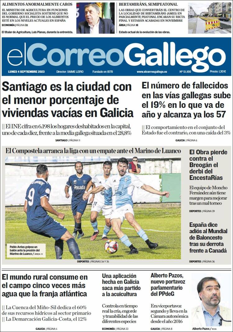 Portada de El Correo Gallego (España)