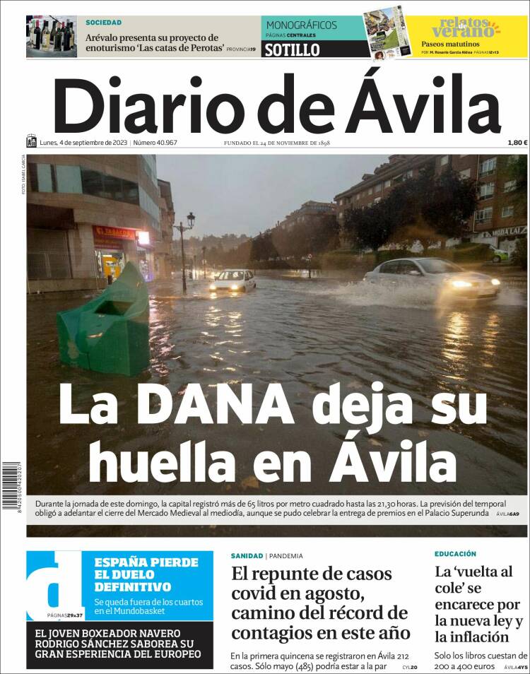 Portada de Diario de Ávila (España)