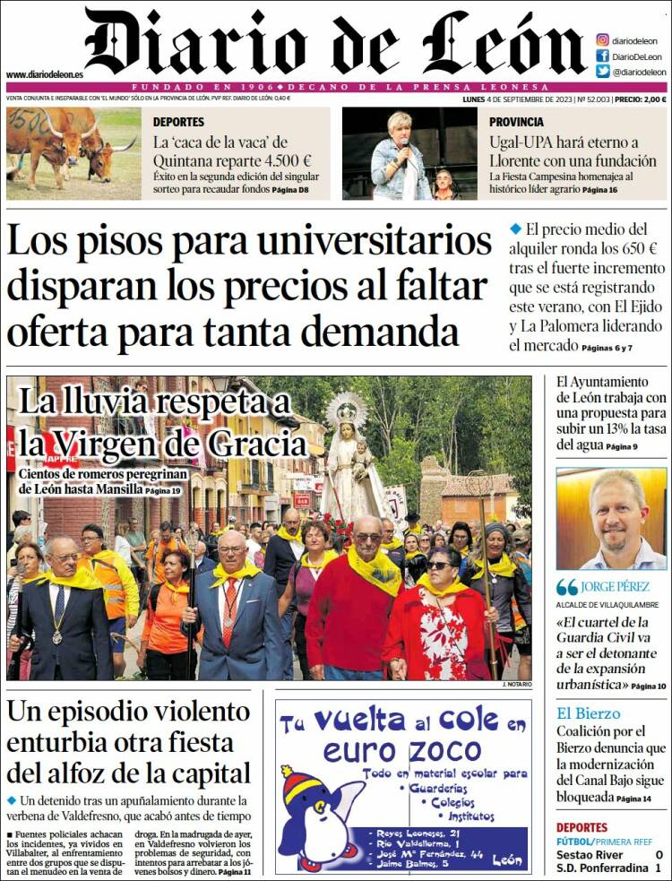 Portada de Diario de León (España)