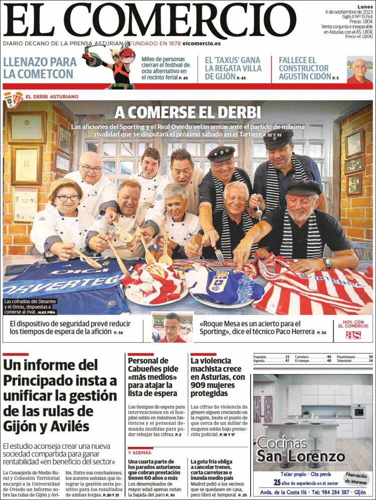 Portada de El Comercio - Gijón (España)