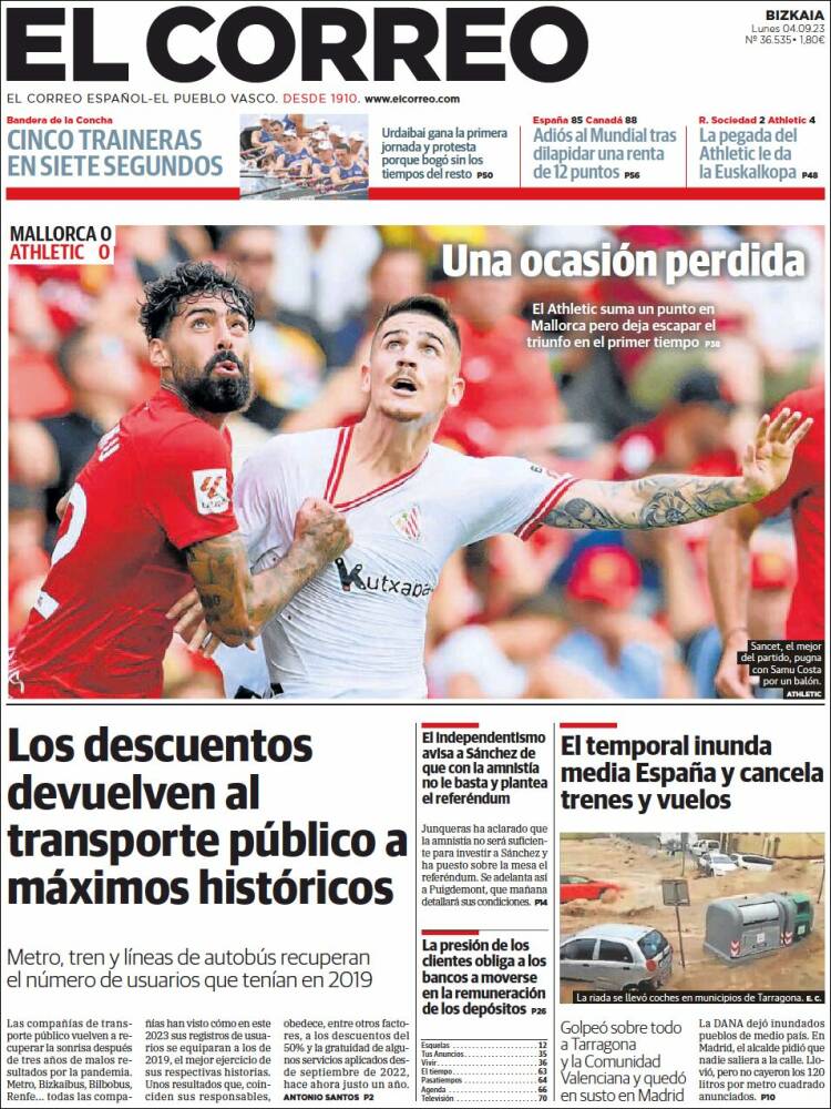 Portada de El Correo (España)