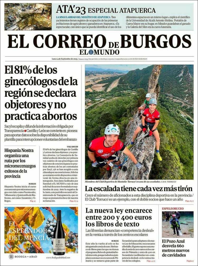 Portada de El Correo de Burgos (España)