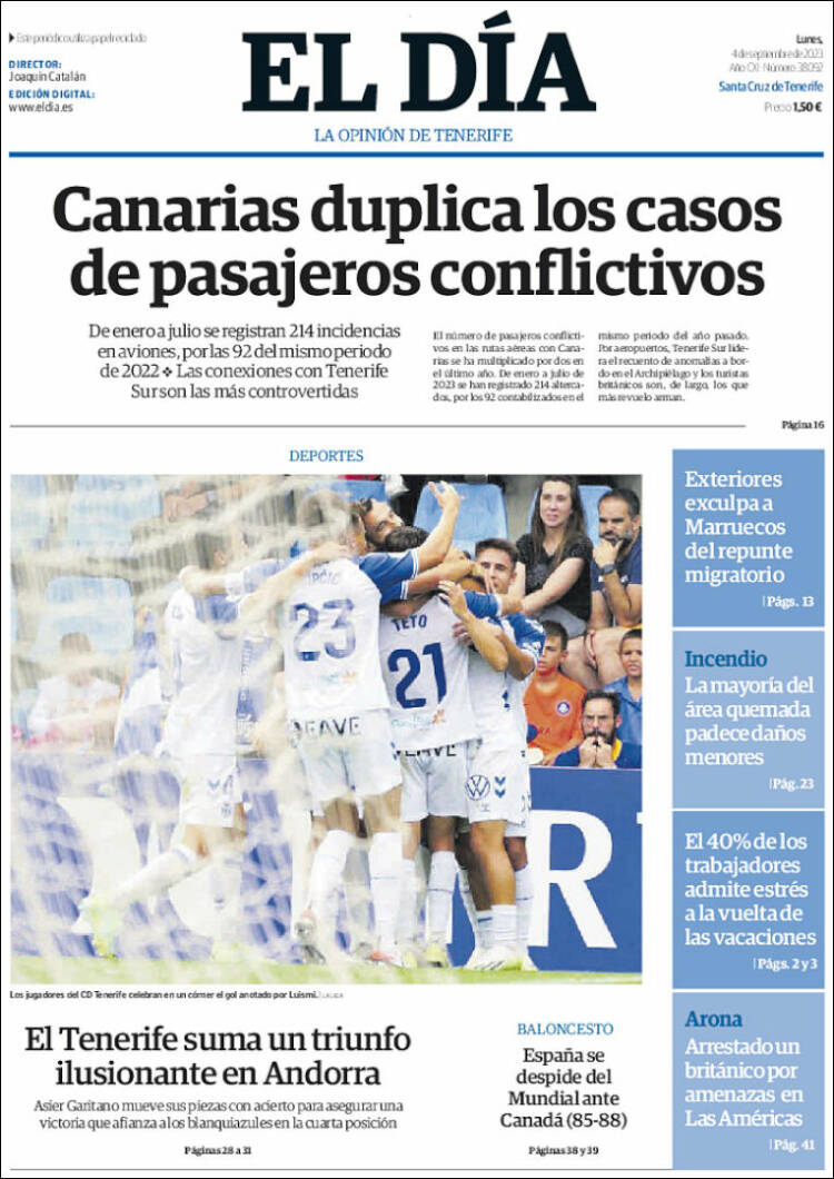 Portada de El Día (España)