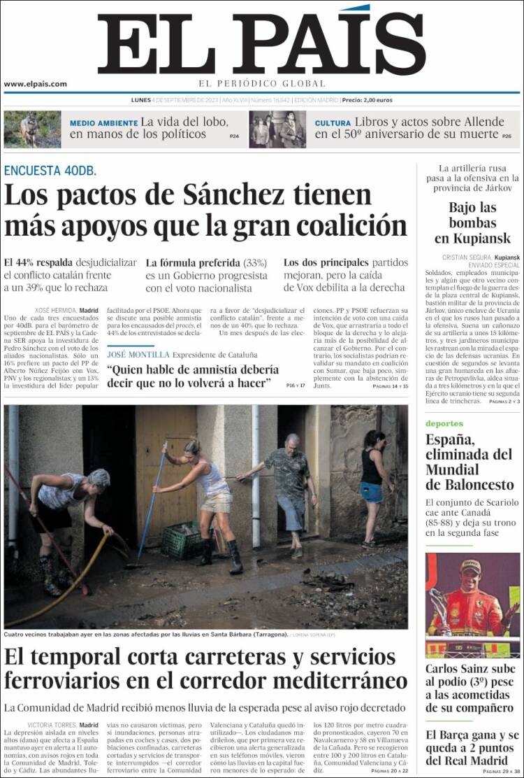 Portada de El País (España)