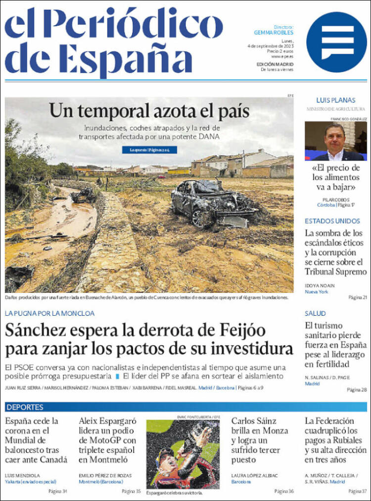 Portada de El Periódico de España (España)