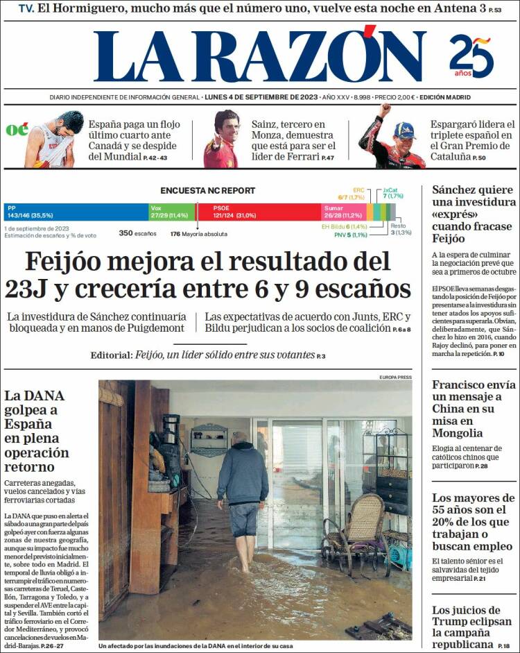 Portada de La Razón (España)