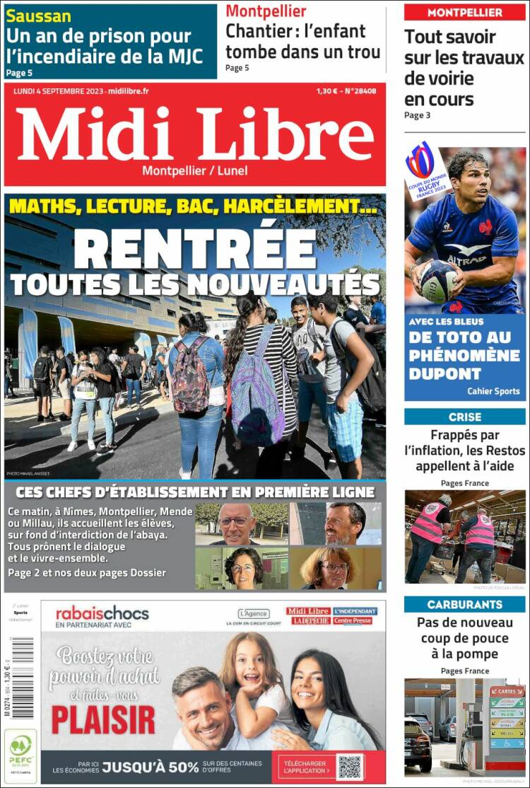 Portada de Midi Libre (Francia)