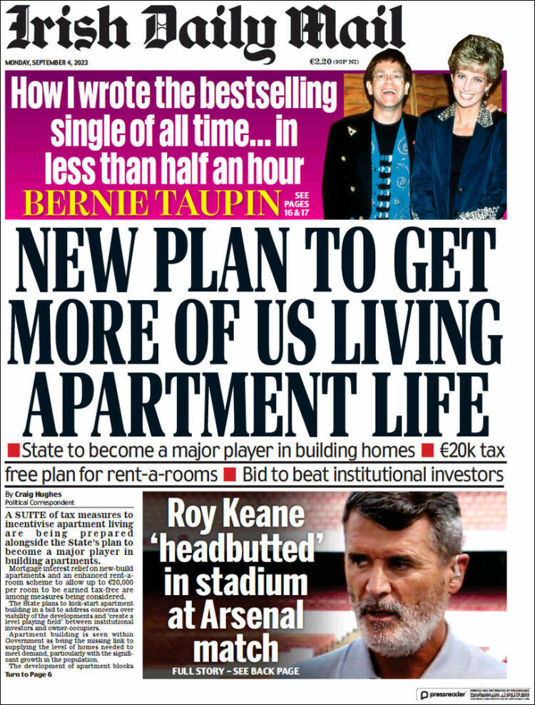 Portada de Irish Daily Mail (Irlanda)