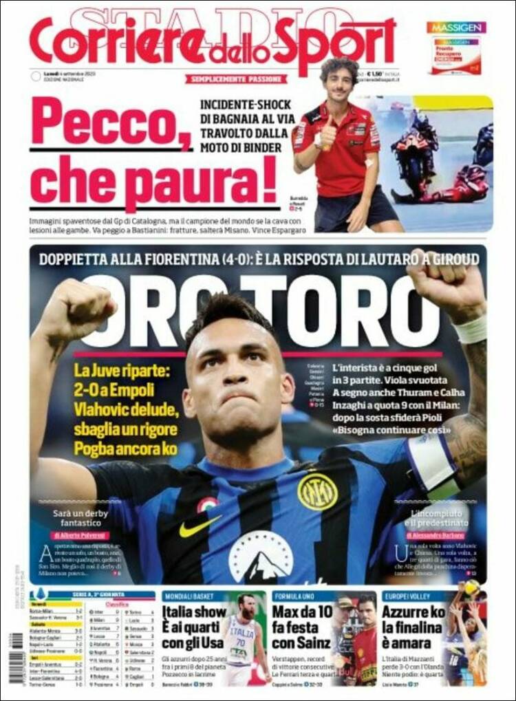 Portada de Corriere dello Sport (Italia)