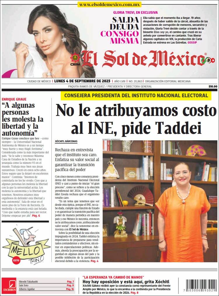 Portada de El Sol de México (México)