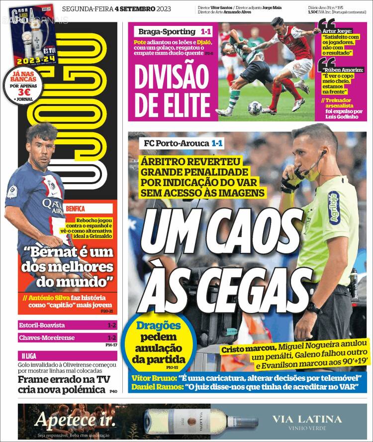 Portada de O Jogo (Portugal)