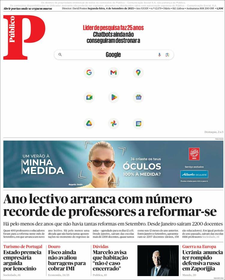 Portada de Público (Portugal)