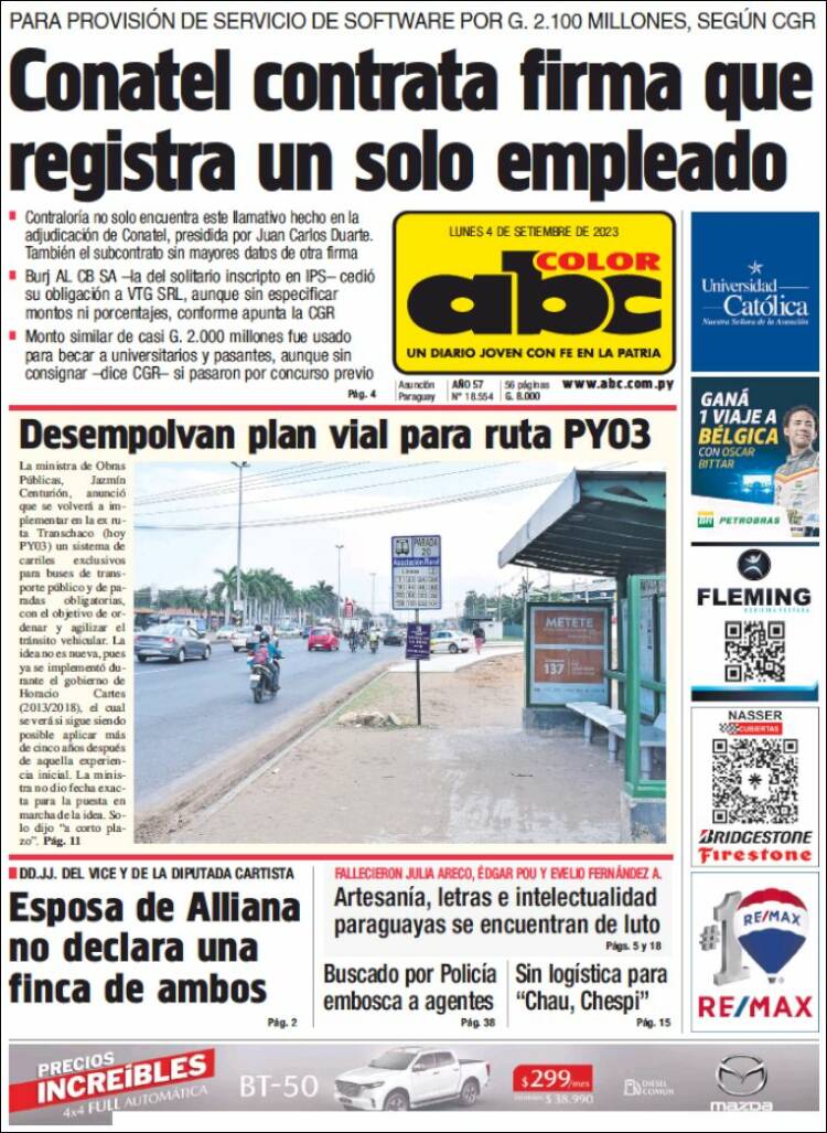 Portada de ABC Color (Paraguay)