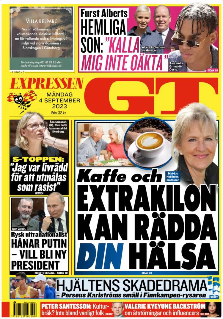 Portada de Göteborgstidningen (Suecia)