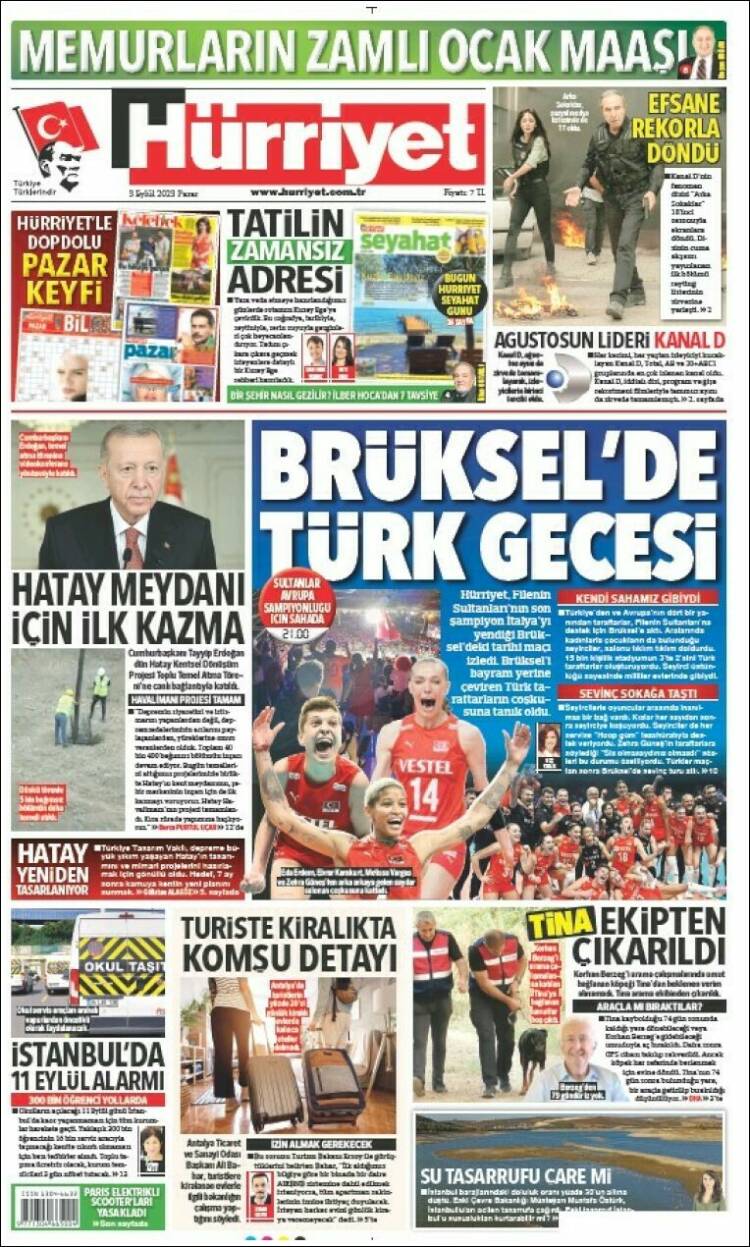 Portada de Hürriyet (Turquía)