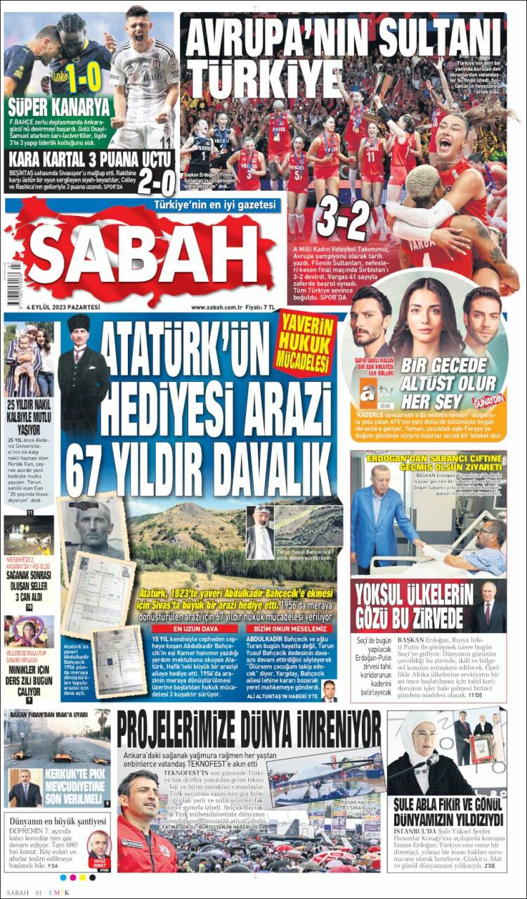 Portada de Sabah (Turquía)