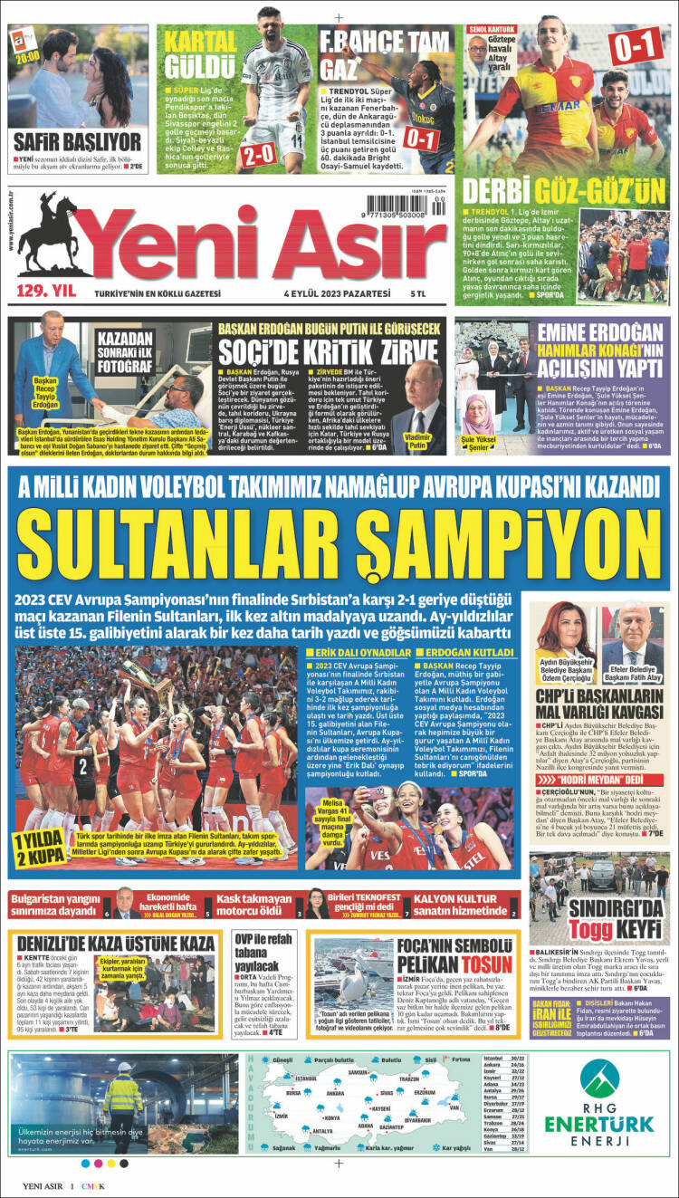 Portada de Yeni Asır (Turquía)