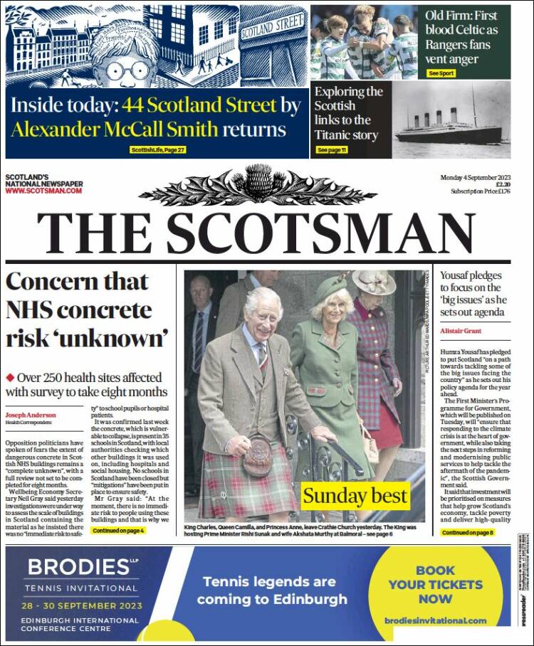 Portada de The Scotsman (Reino Unido)