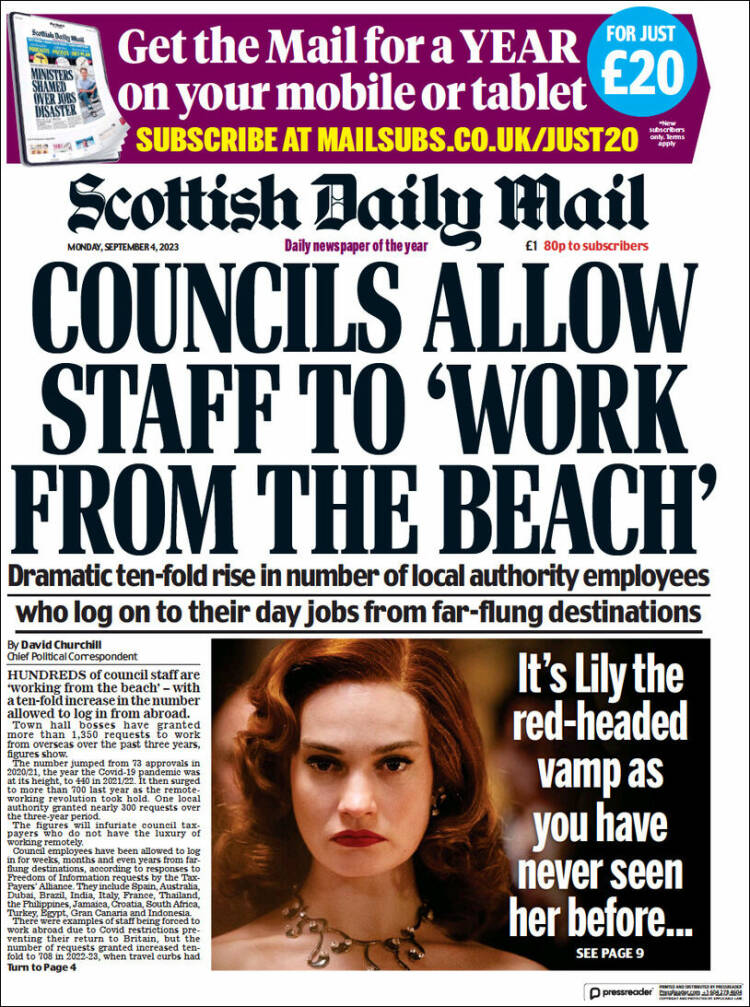 Portada de Scottish Daily Mail (Reino Unido)