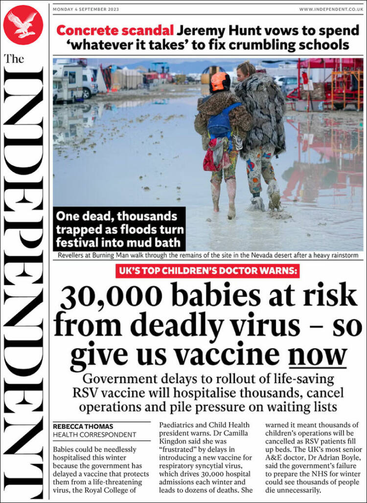 Portada de The Independent (Reino Unido)