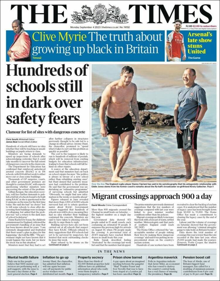 Portada de The Times (Reino Unido)