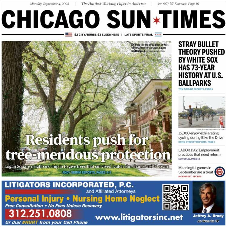 Portada de Chicago Sun-Times (USA)