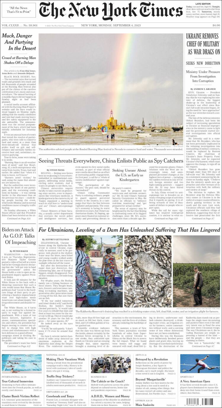 Portada de New York Times (USA)