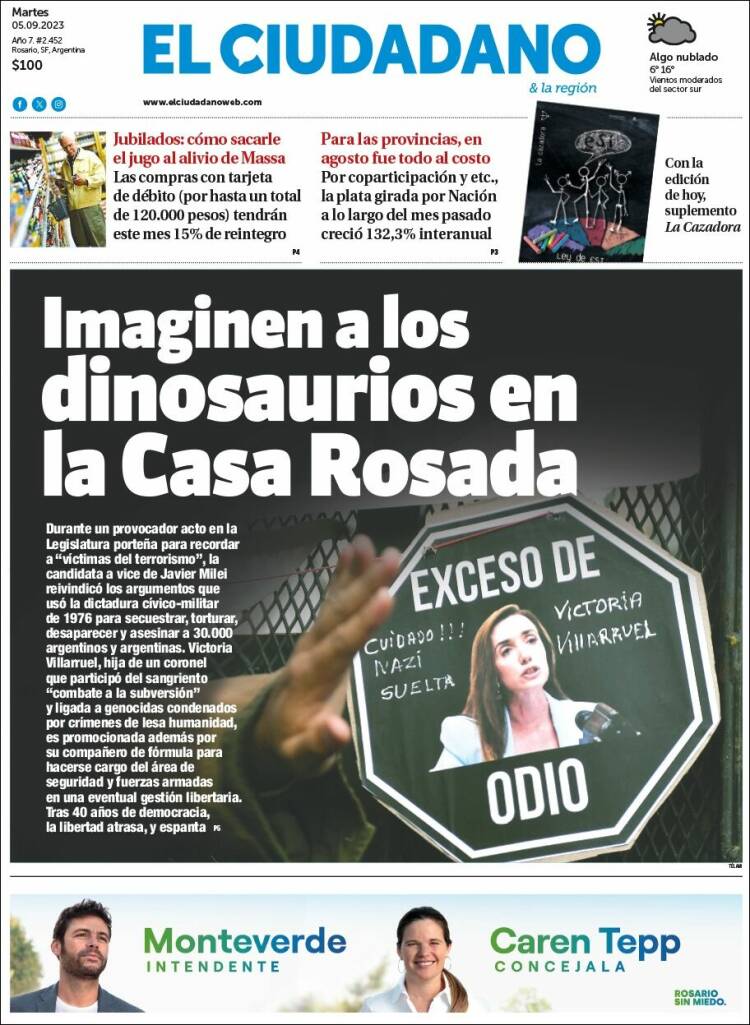 Portada de Diario El Ciudadano (Argentina)
