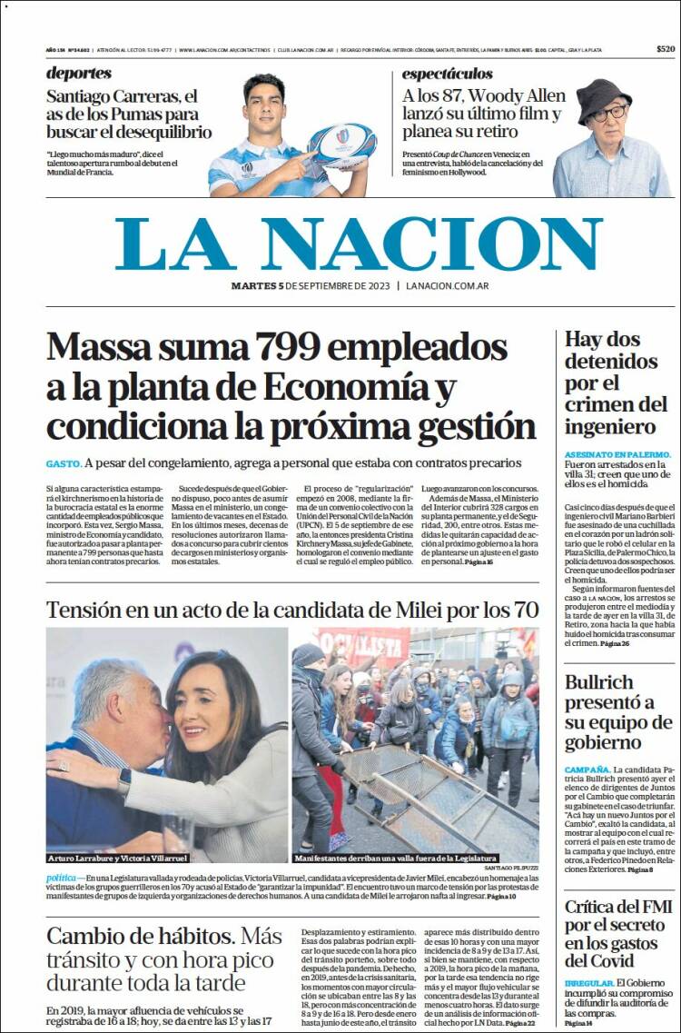 Portada de La Nación (Argentina)