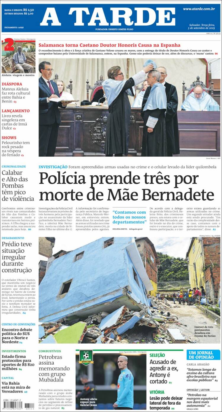 Portada de Diário A Tarde (Brasil)