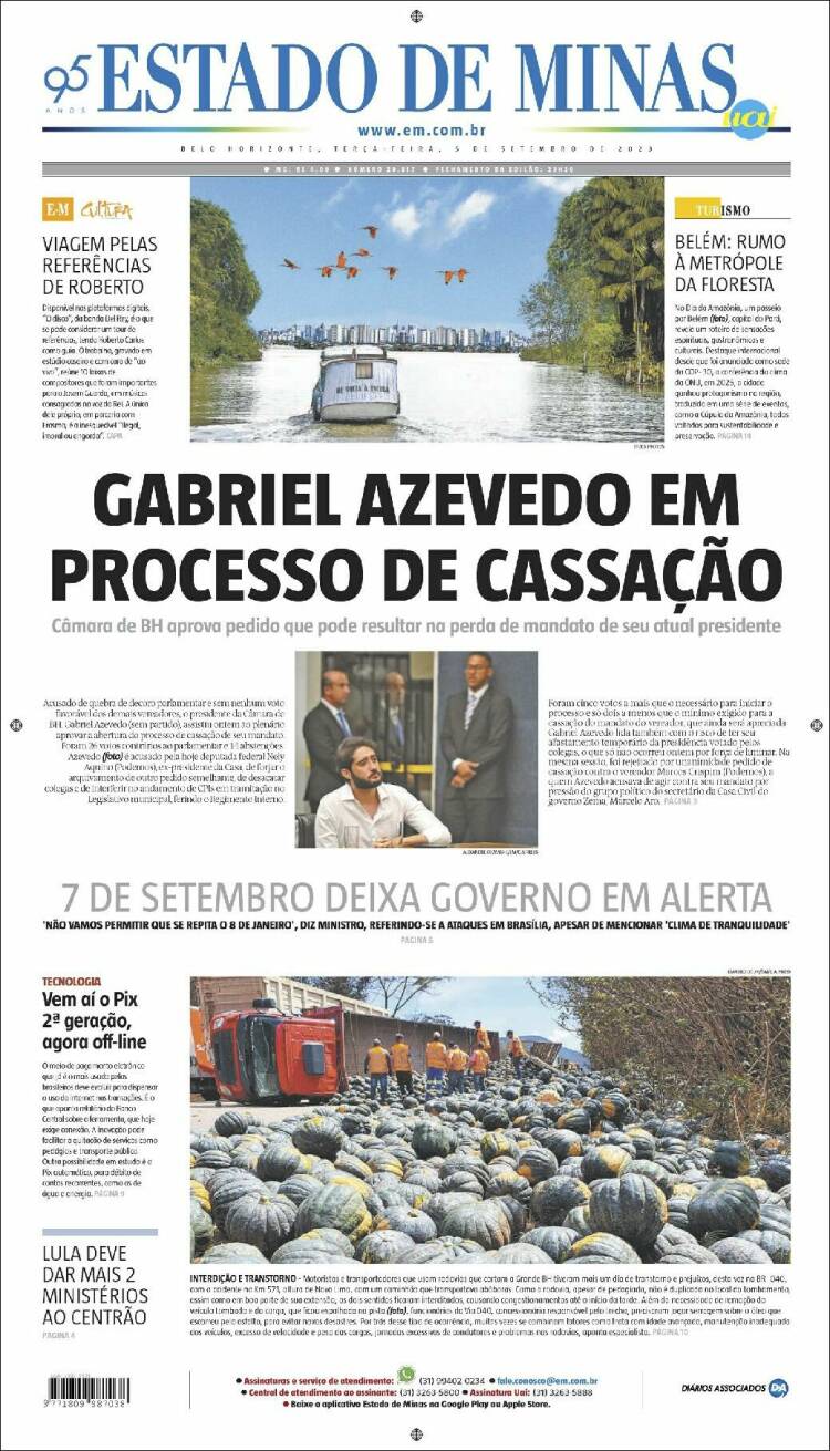 Portada de Jornal Estado de Minas (Brasil)