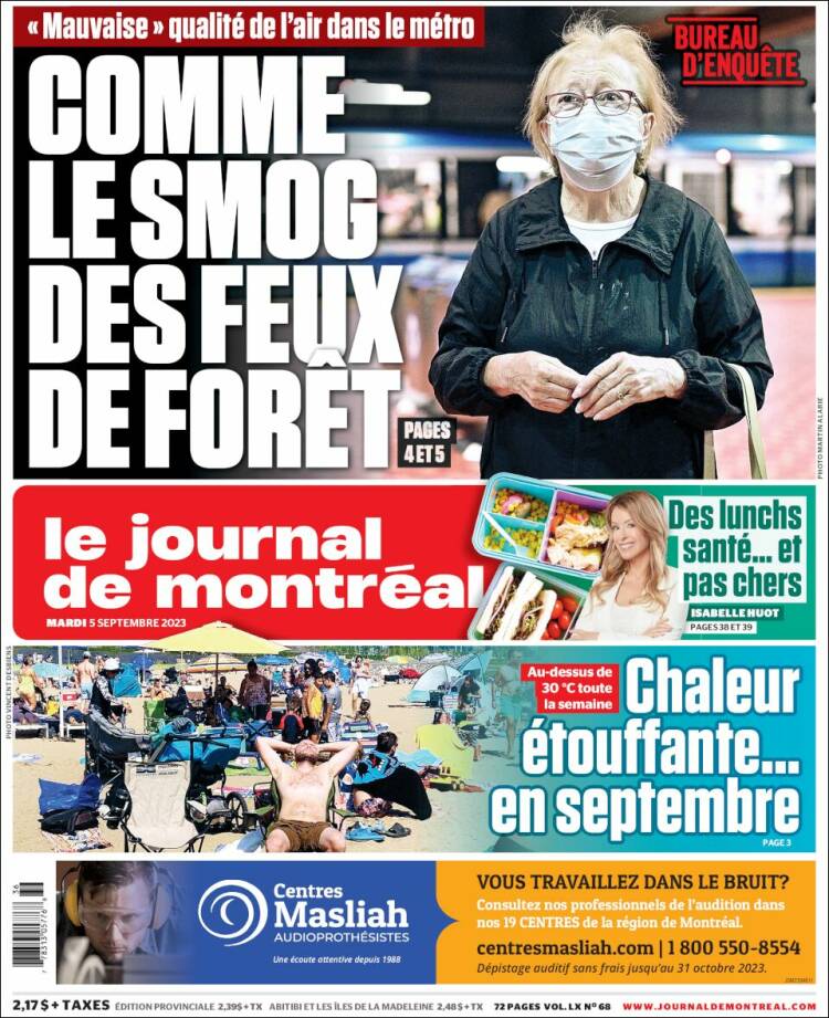 Portada de Le Journal de Montréal (Canadá)