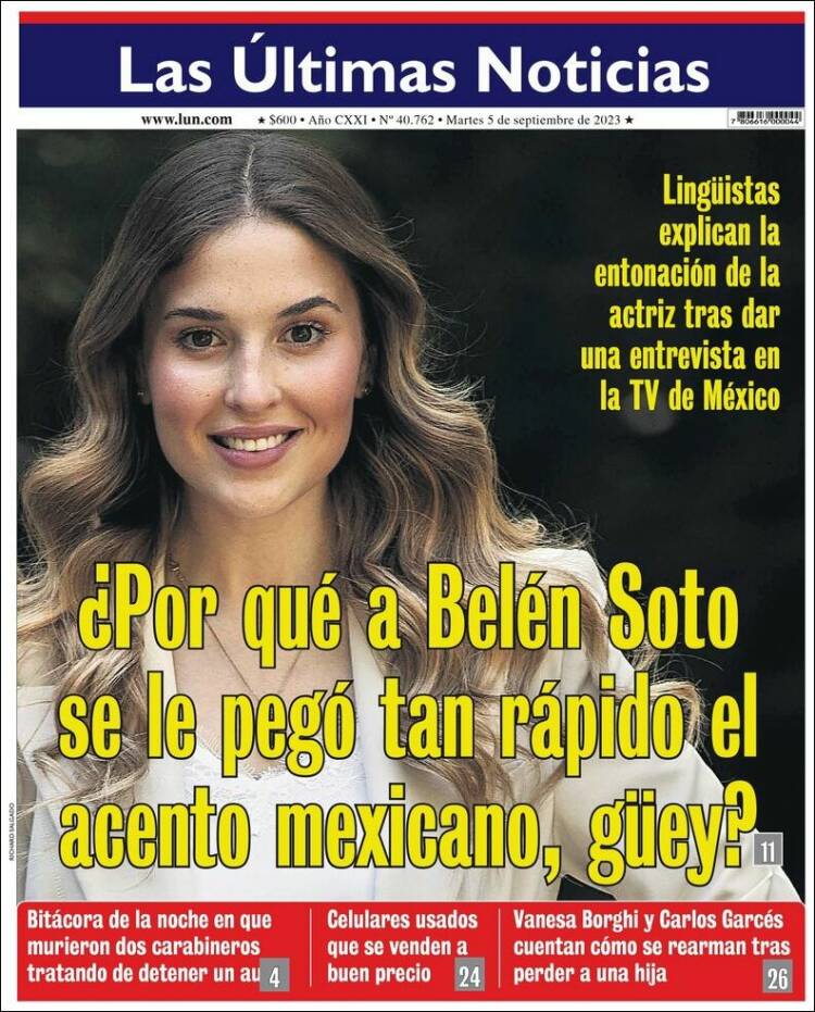 Portada de Las Últimas Noticias (Chile)