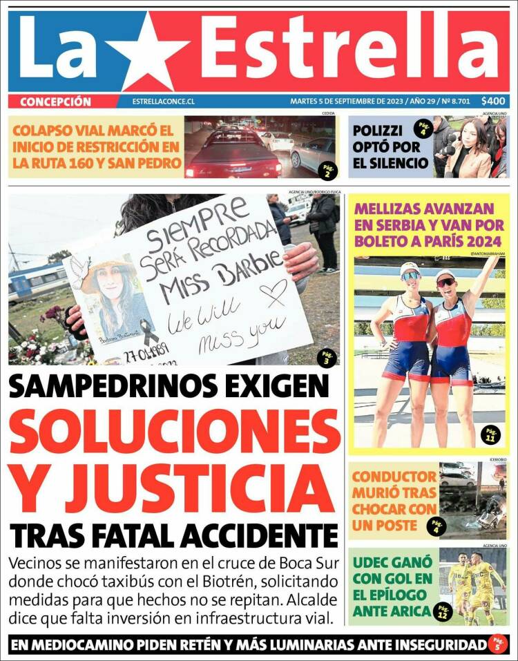 Portada de La Estrella de Concepción (Chile)