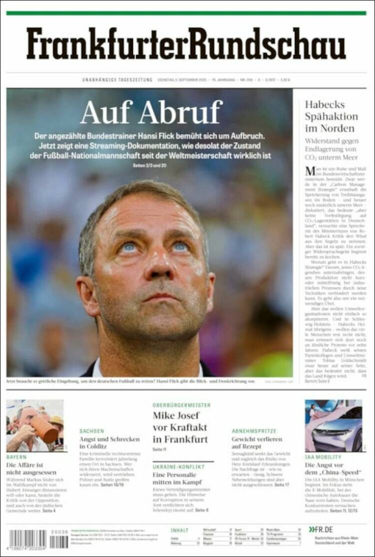 Portada de Frankfurter Rundschau (Alemania)