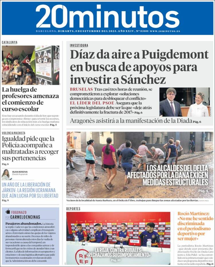Portada de 20 Minutos - Barcelona (España)