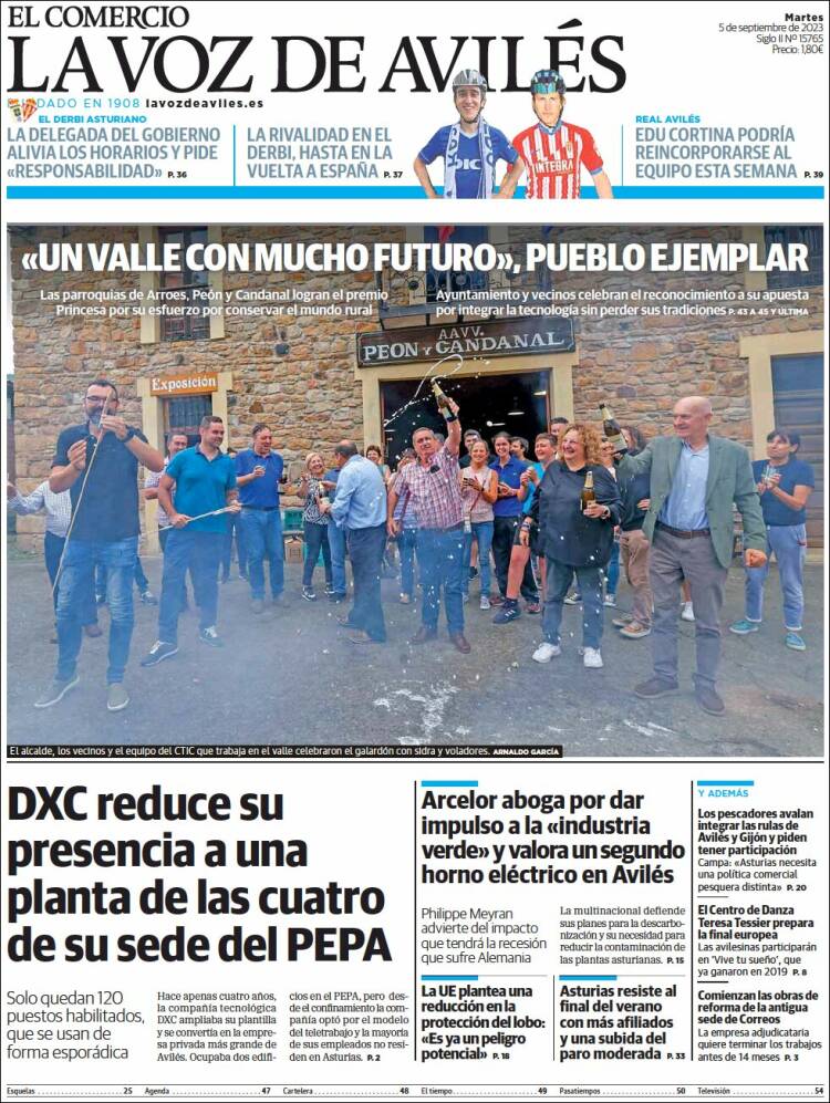 Portada de El Comercio - Avilés (España)
