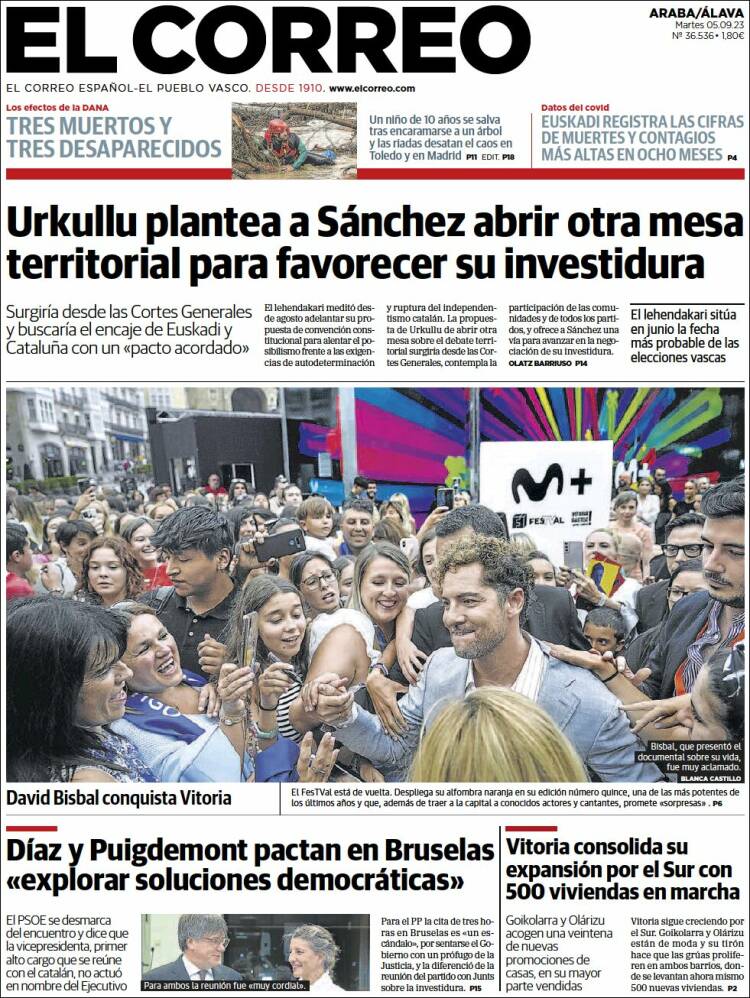 Portada de El Correo - Álava (España)