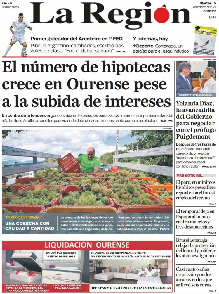Portada de La Región de Ourense (España)