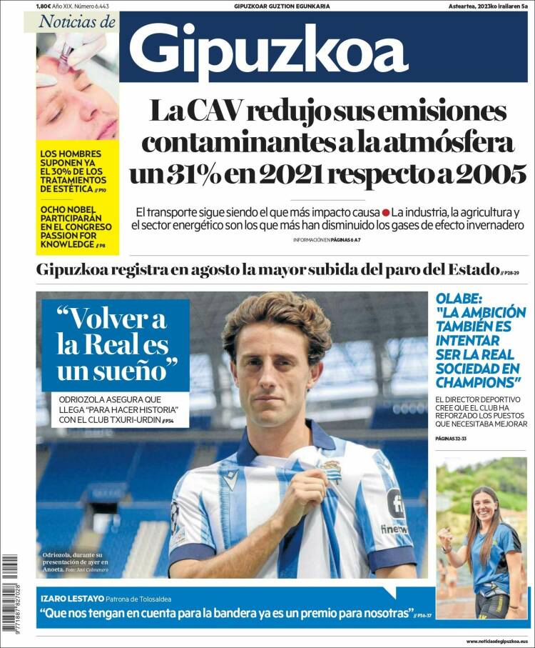 Portada de Noticias de Gipuzkoa (España)