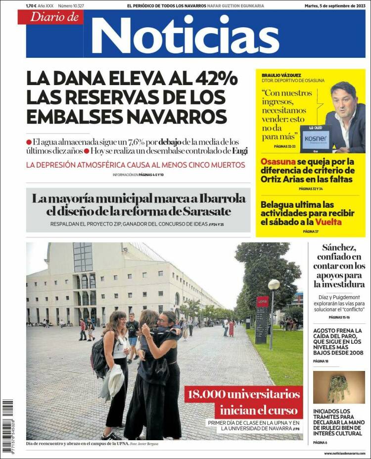 Portada de Noticias de Navarra (España)