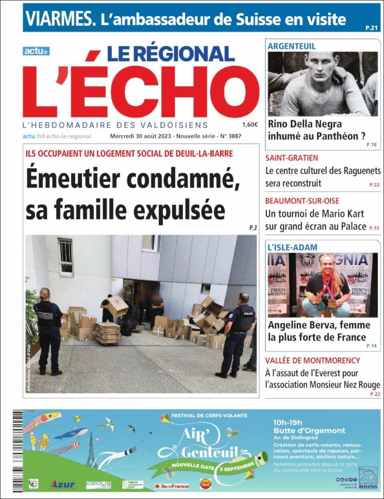 Portada de L'Echo de la Haute-Vienne (Francia)
