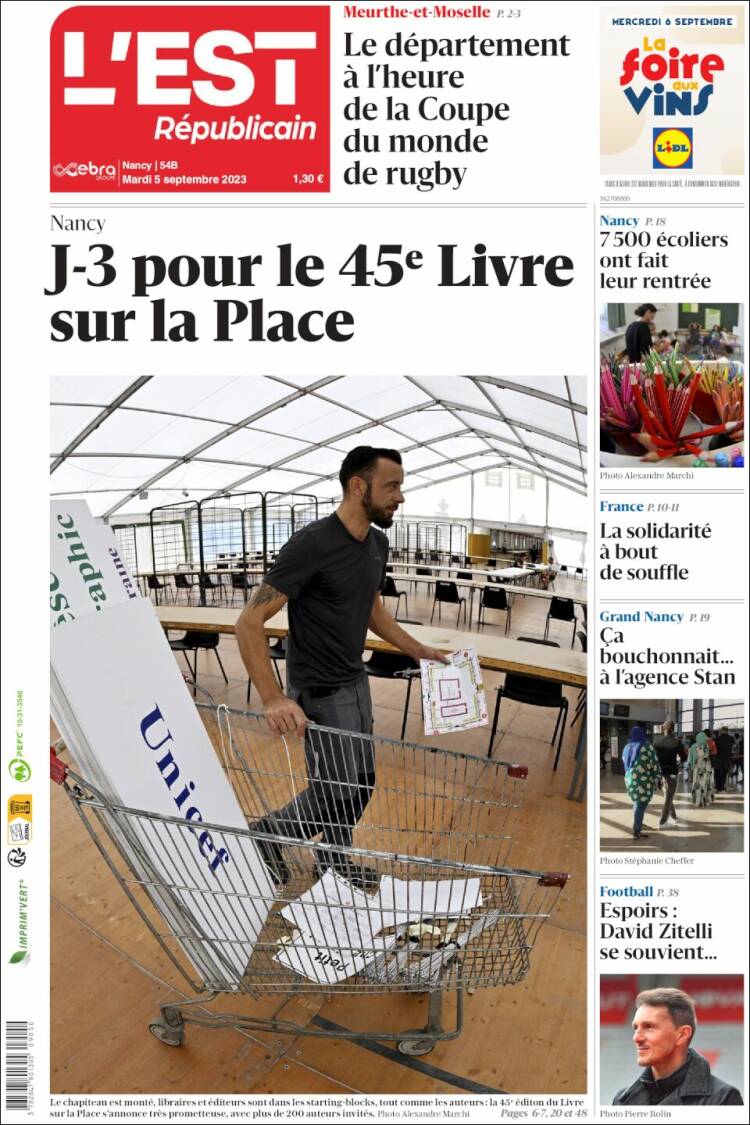 Portada de L'Est Republicain (Francia)