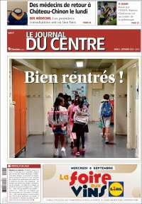 Portada de Le Journal du Centre (Francia)
