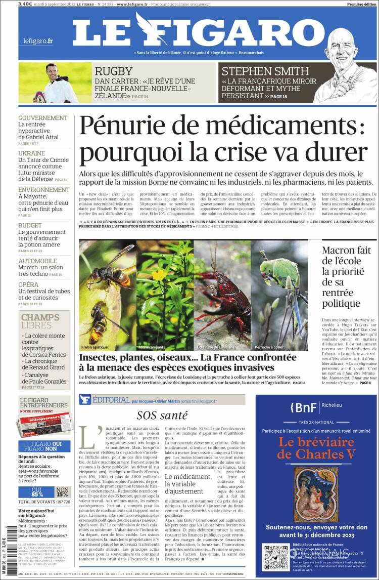 Portada de Le Figaro (Francia)