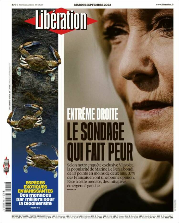 Portada de Libération (Francia)