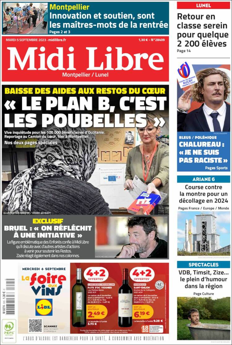 Portada de Midi Libre (Francia)